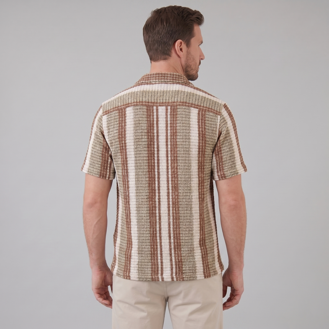 Korte Mouw Gestreept Overhemd Heren Casual Zomer