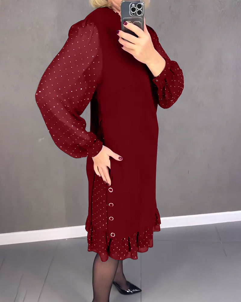 Langarmige elegante jurk met stippen