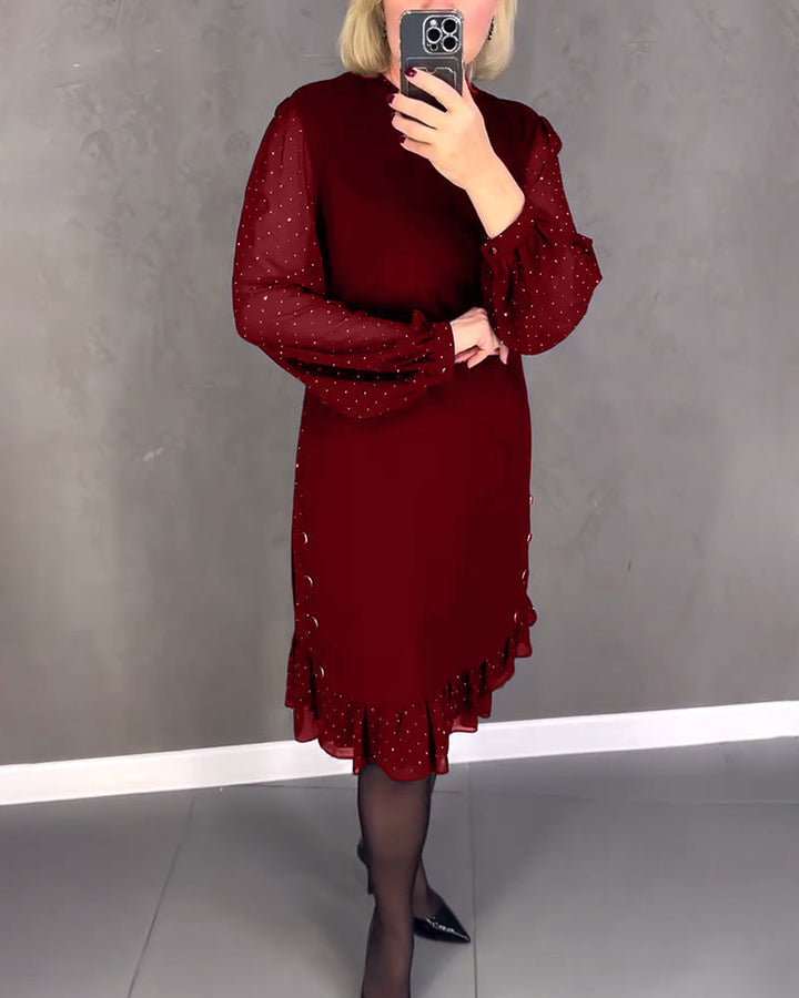 Langarmige elegante jurk met stippen