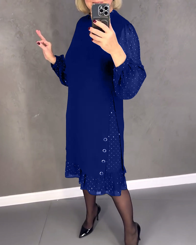 Langarmige elegante jurk met stippen