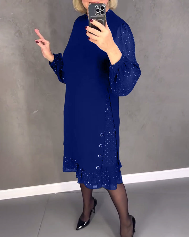 Langarmige elegante jurk met stippen