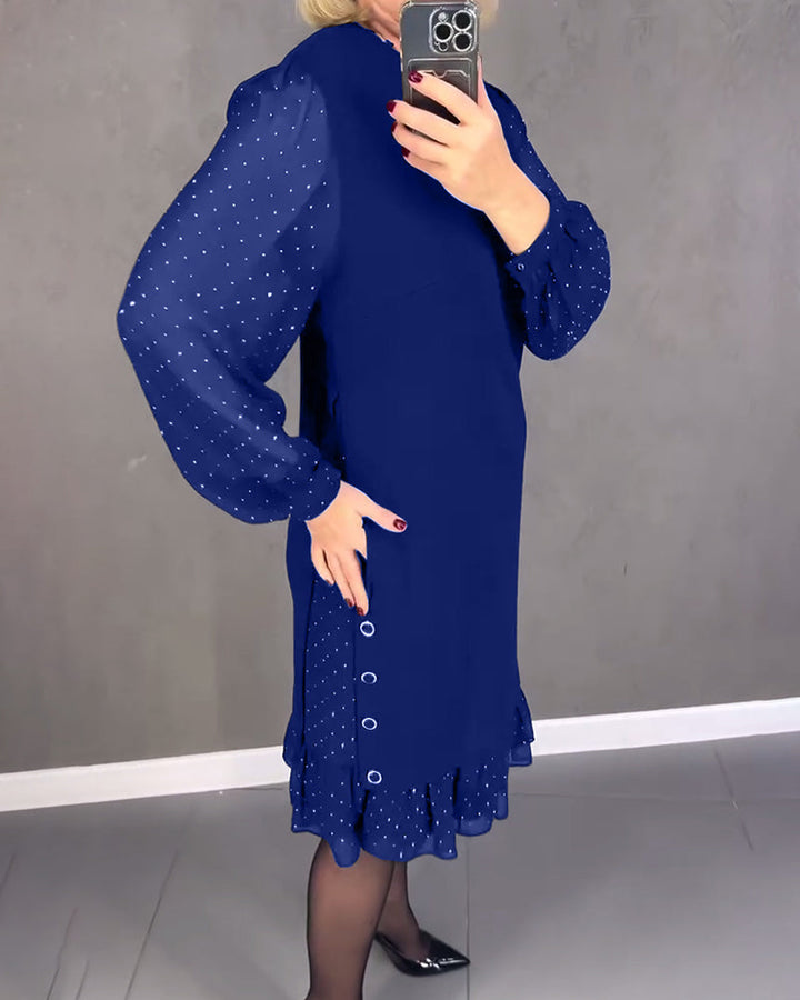Langarmige elegante jurk met stippen