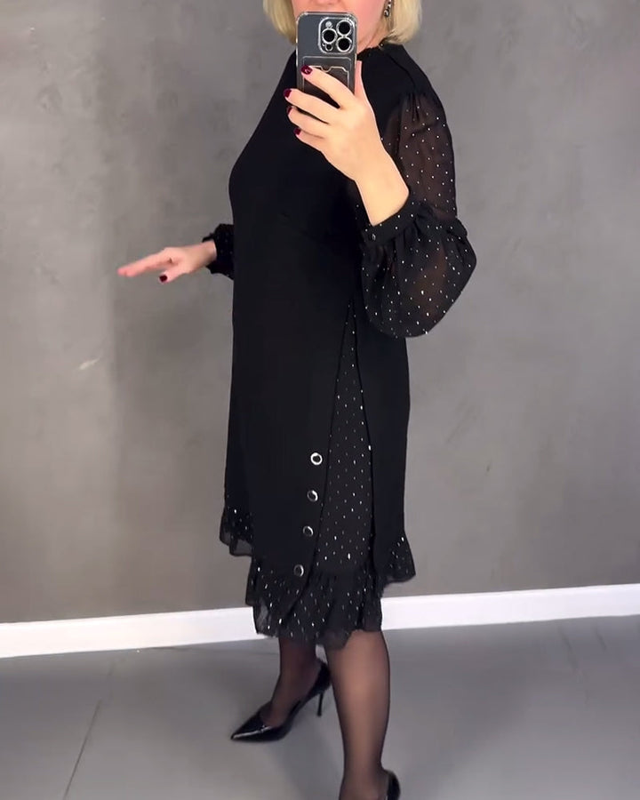 Langarmige elegante jurk met stippen