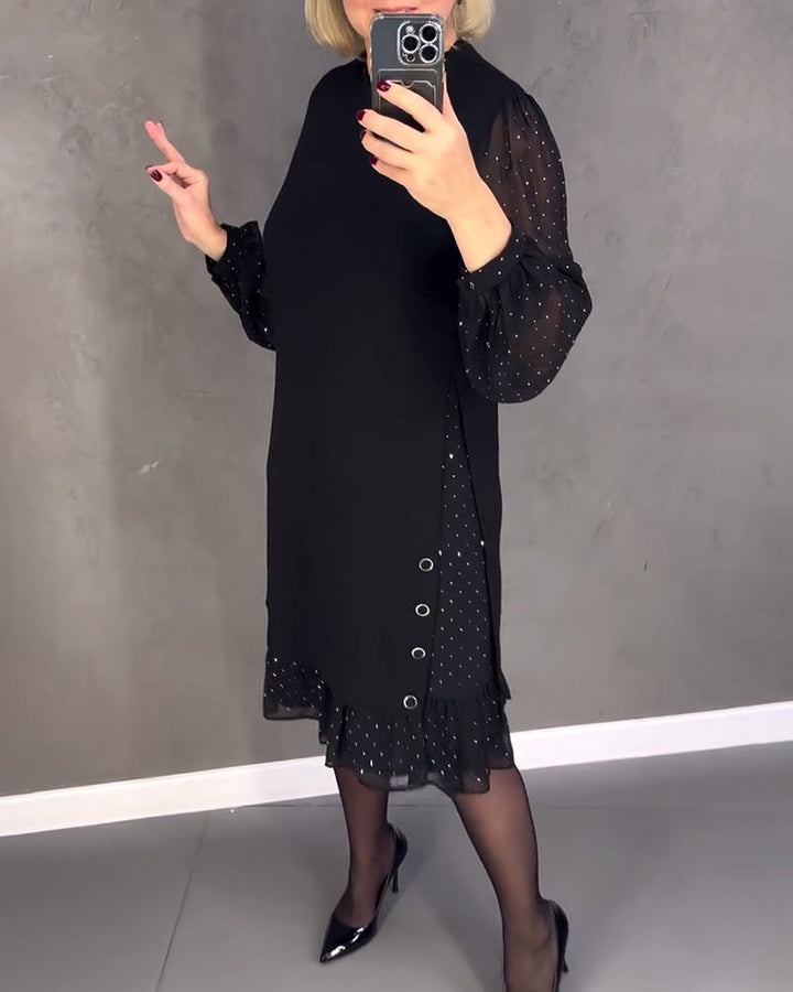 Langarmige elegante jurk met stippen