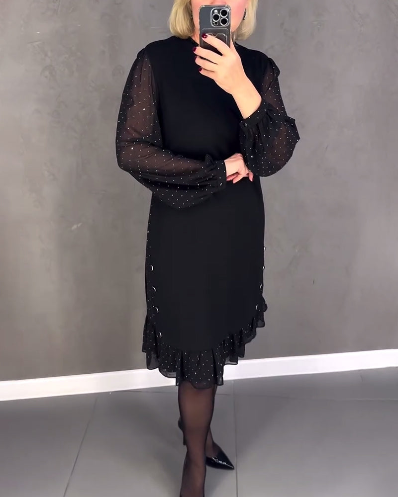 Langarmige elegante jurk met stippen