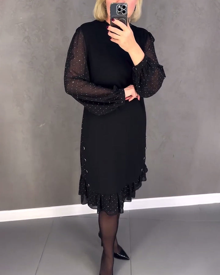 Langarmige elegante jurk met stippen
