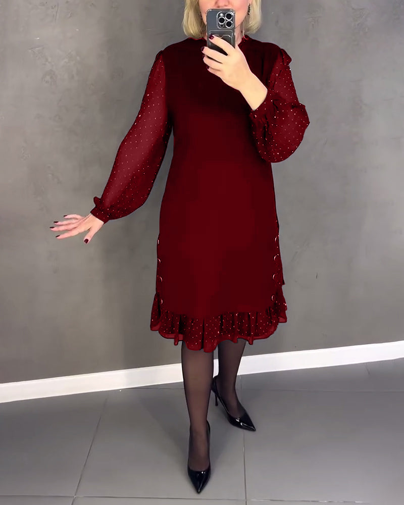 Langarmige elegante jurk met stippen