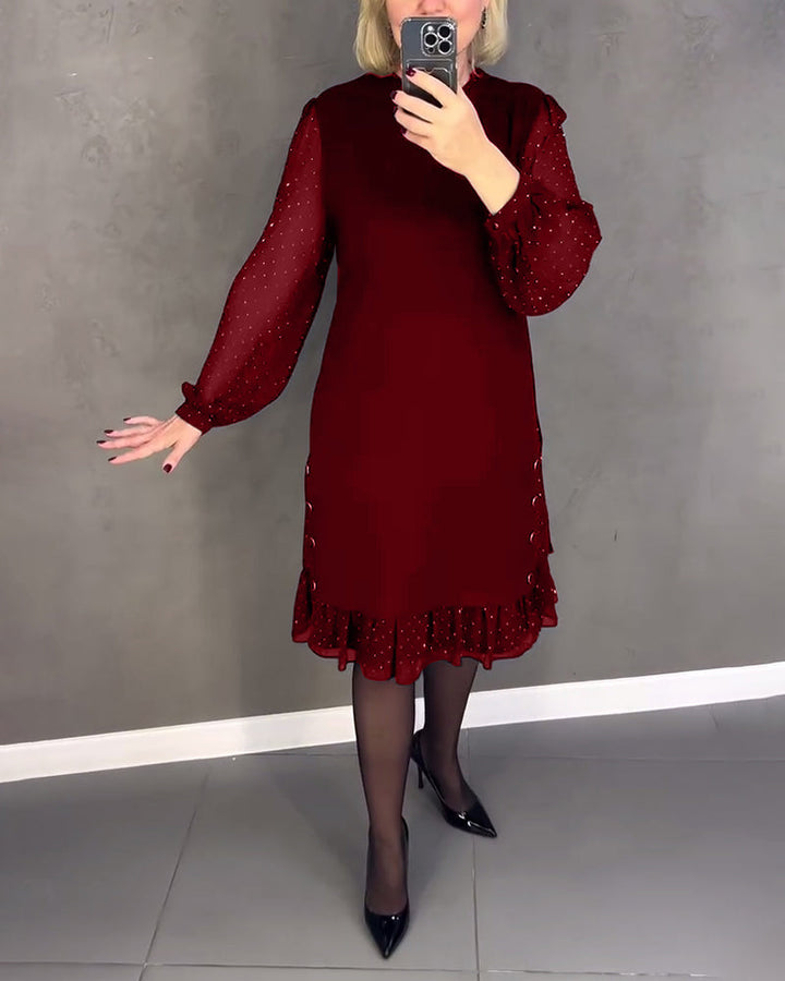 Langarmige elegante jurk met stippen