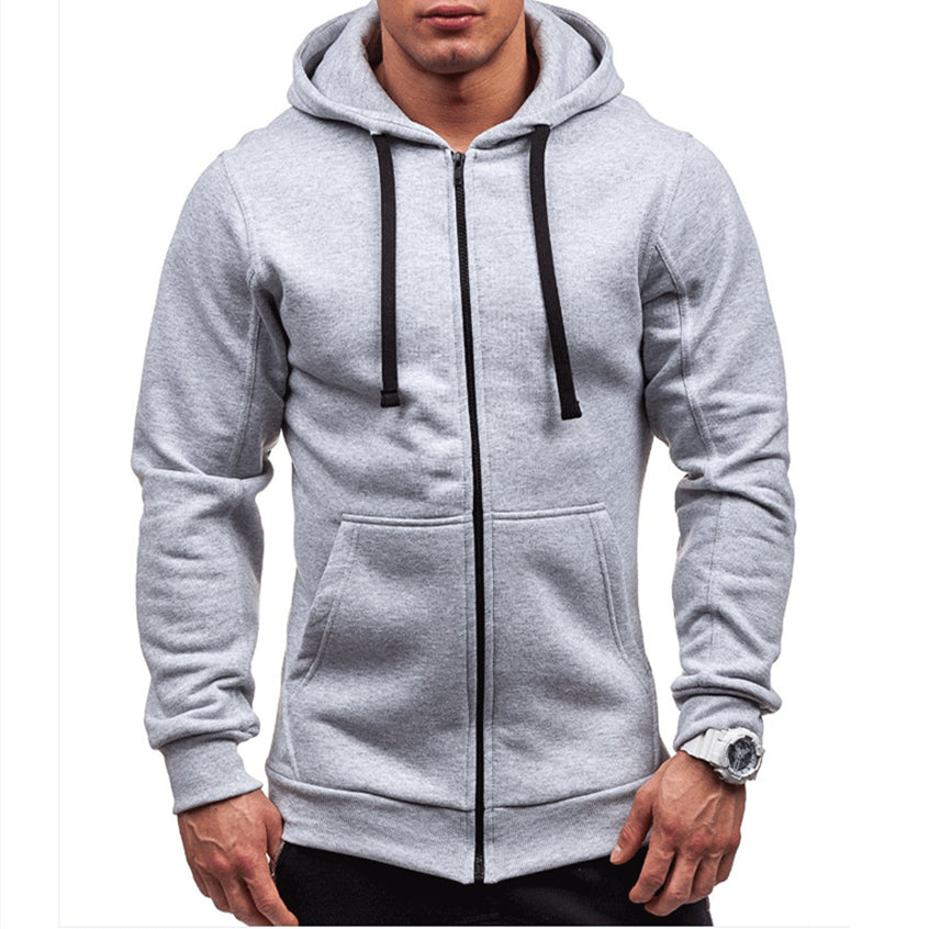 Lars | Winddichte heren hoodie met rits en koorden in fleece