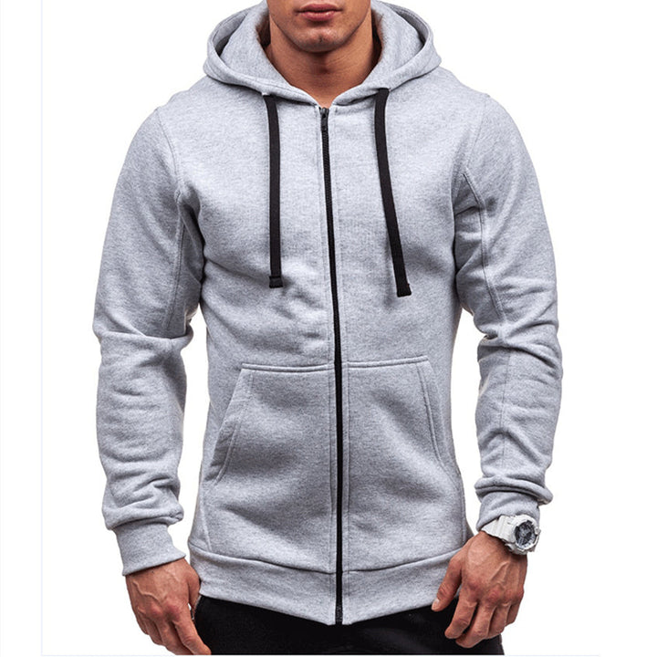 Lars | Winddichte heren hoodie met rits en koorden in fleece