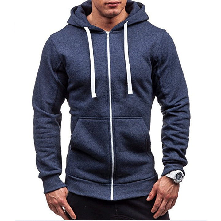 Lars | Winddichte heren hoodie met rits en koorden in fleece