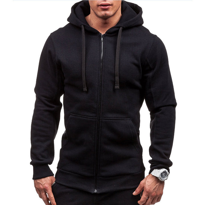 Lars | Winddichte heren hoodie met rits en koorden in fleece