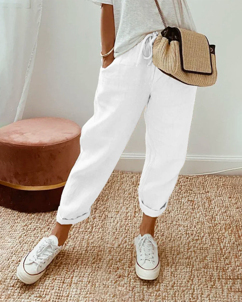 Laura | Pantalon van cotton en linnen