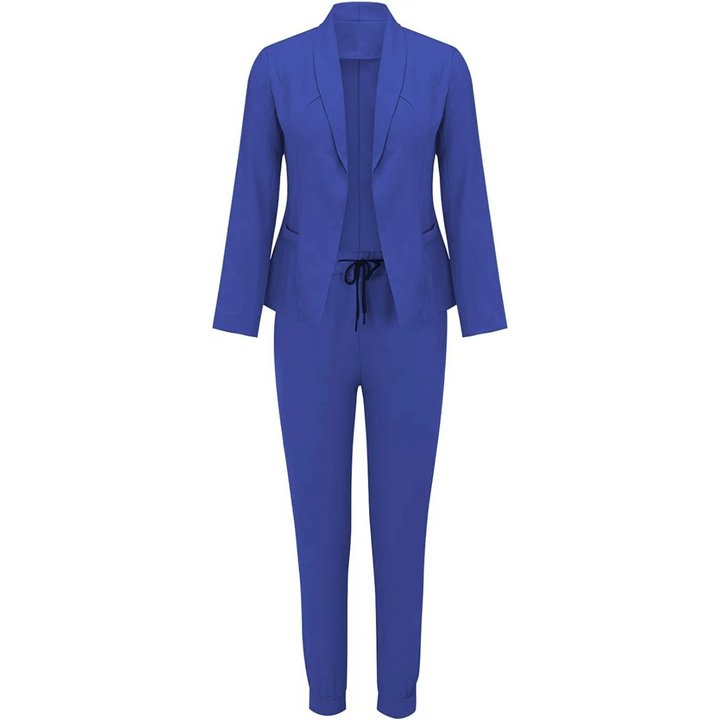 Lena | Slim-fit blazer en broek set in effen kleur