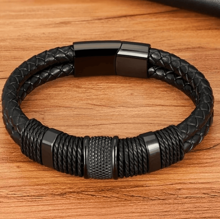 Lina | Geweven leren armband