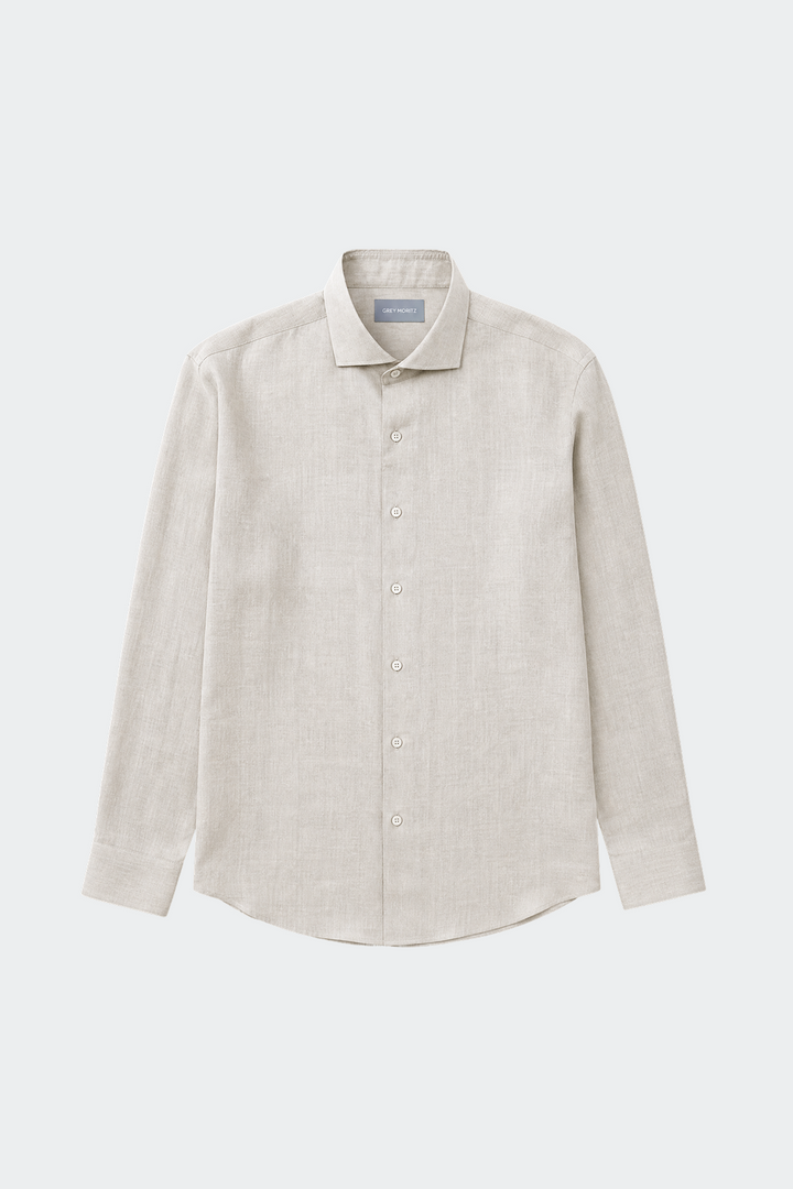 Linnen Overhemd Heren Relaxed Fit Spread Collar
