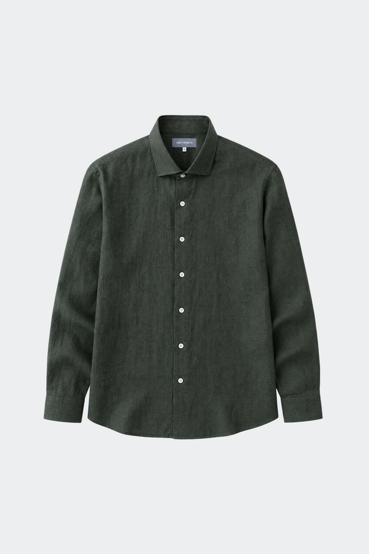 Linnen Overhemd Heren Relaxed Fit Spread Collar