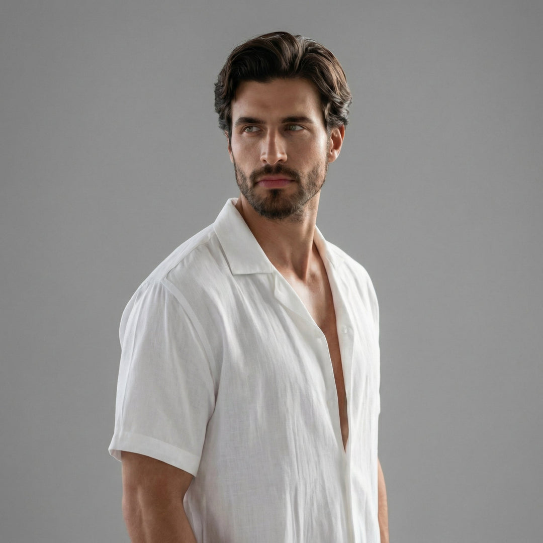 Linnen Set Heren Korte Mouwen Zomer Casual