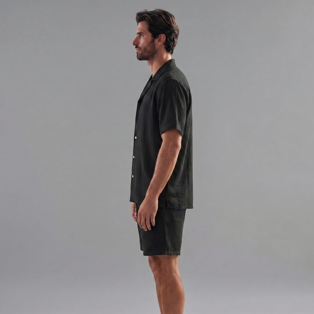 Linnen Set Heren Korte Mouwen Zomer Casual