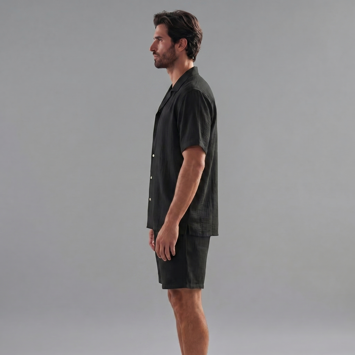 Linnen Set Heren Korte Mouwen Zomer Casual