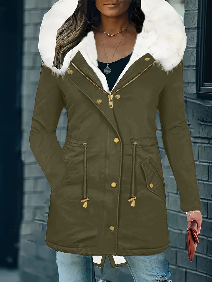 Lotte | Casual jas met capuchon en nep bont