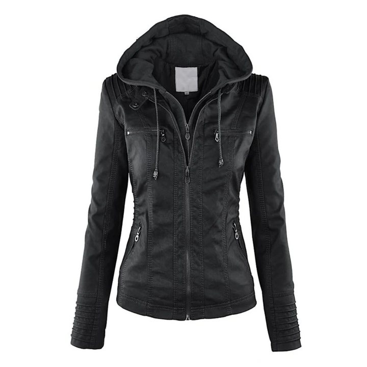 Lotte | Elegante leren dames jas met capuchon