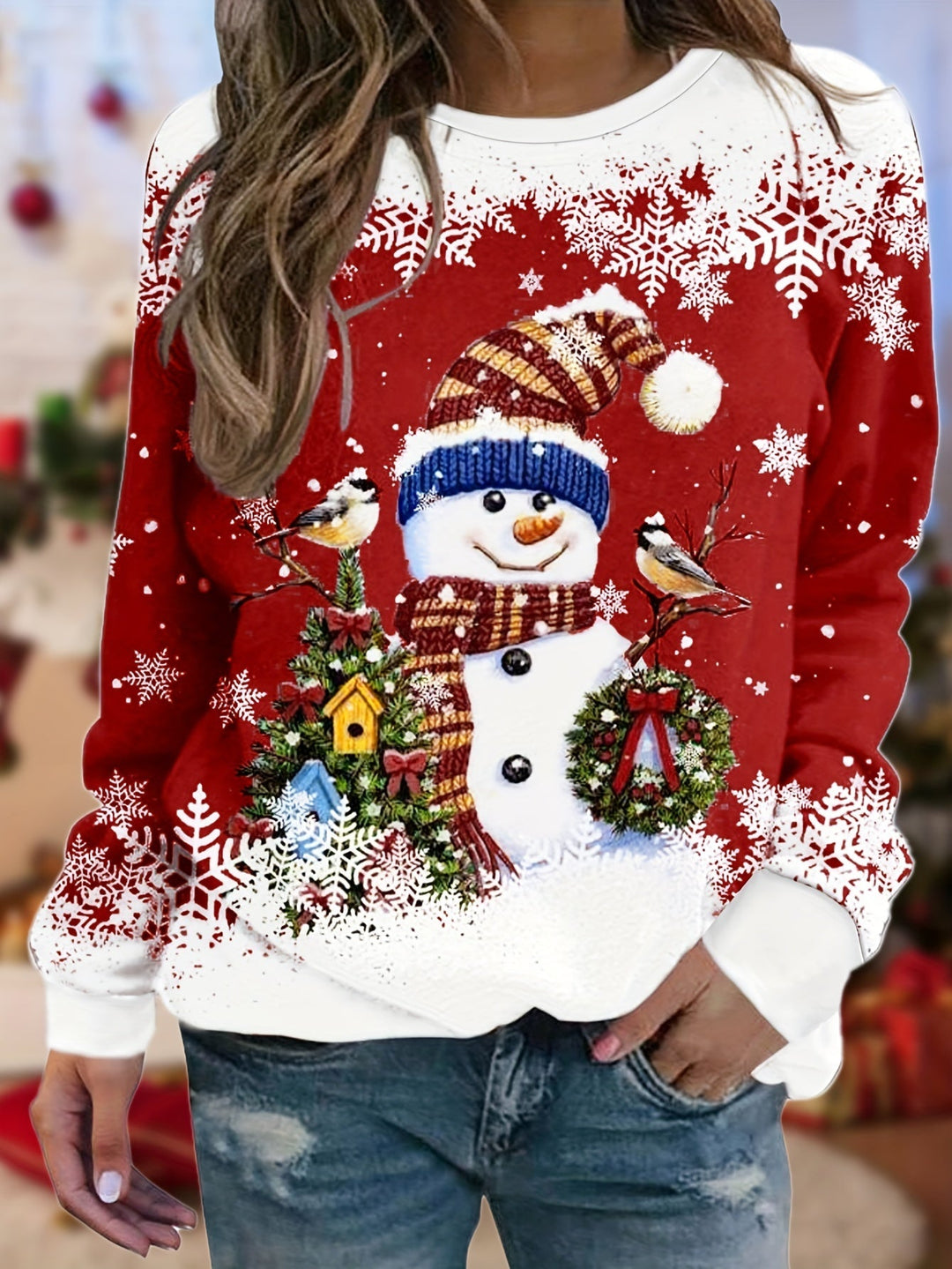 Lotte | Feestelijk kerstmanprint dames sweatshirt