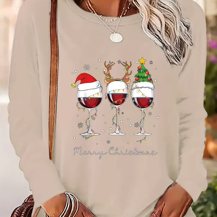 Lotte | Feestelijk T-shirt met kerstprint en lange mouwen
