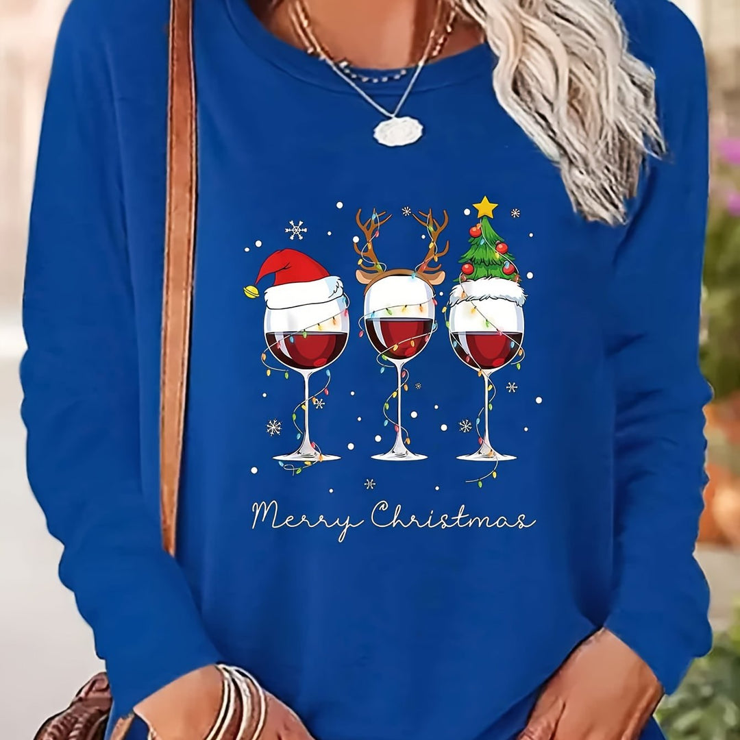Lotte | Feestelijk T-shirt met kerstprint en lange mouwen