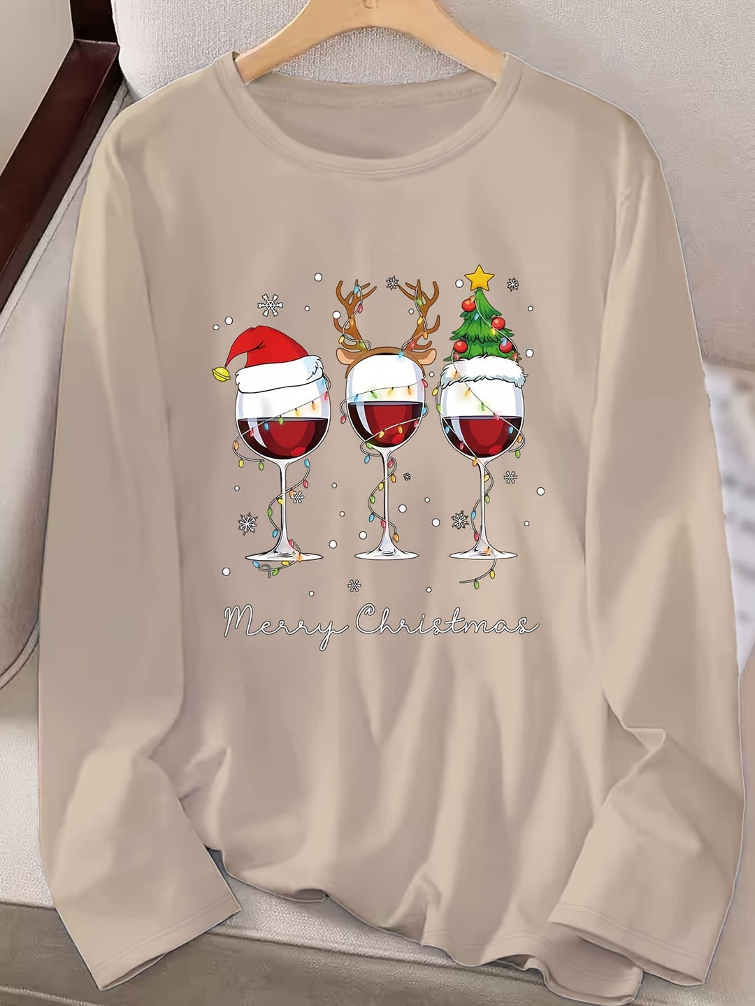 Lotte | Feestelijk T-shirt met kerstprint en lange mouwen