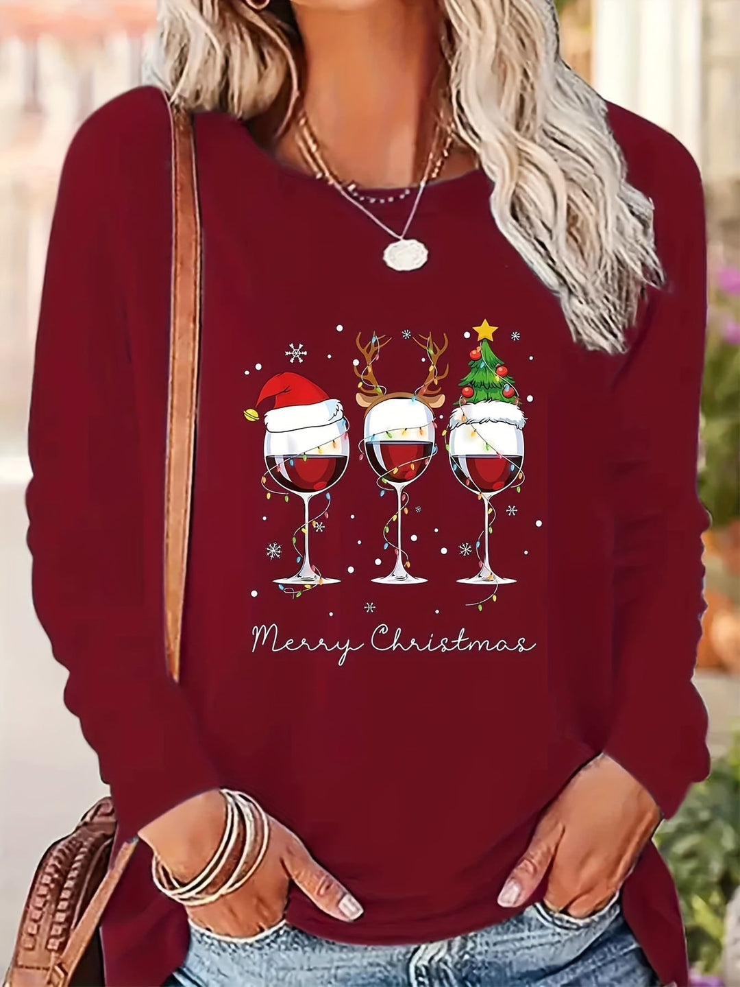Lotte | Feestelijk T-shirt met kerstprint en lange mouwen