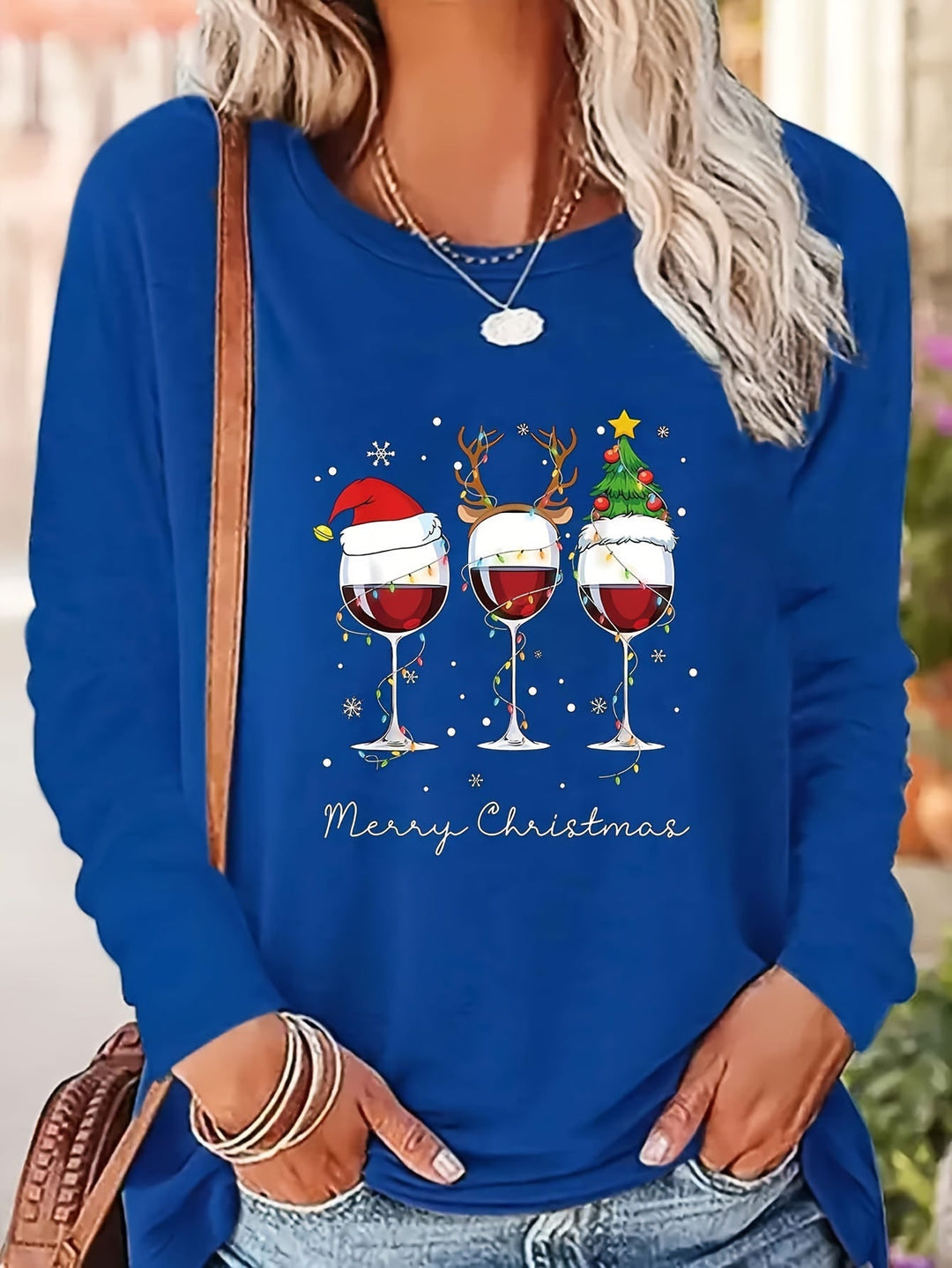 Lotte | Feestelijk T-shirt met kerstprint en lange mouwen