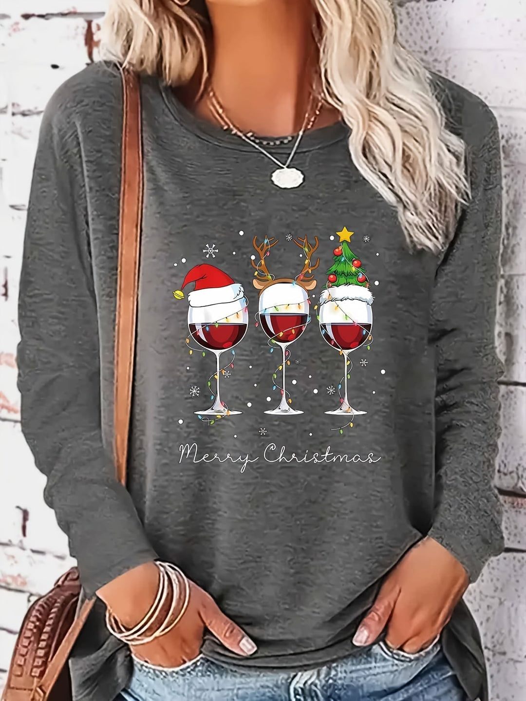Lotte | Feestelijk T-shirt met kerstprint en lange mouwen
