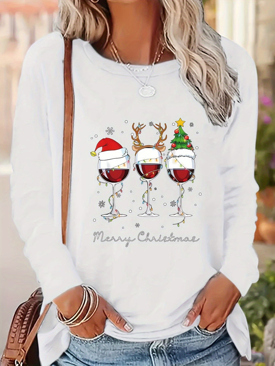 Lotte | Feestelijk T-shirt met kerstprint en lange mouwen