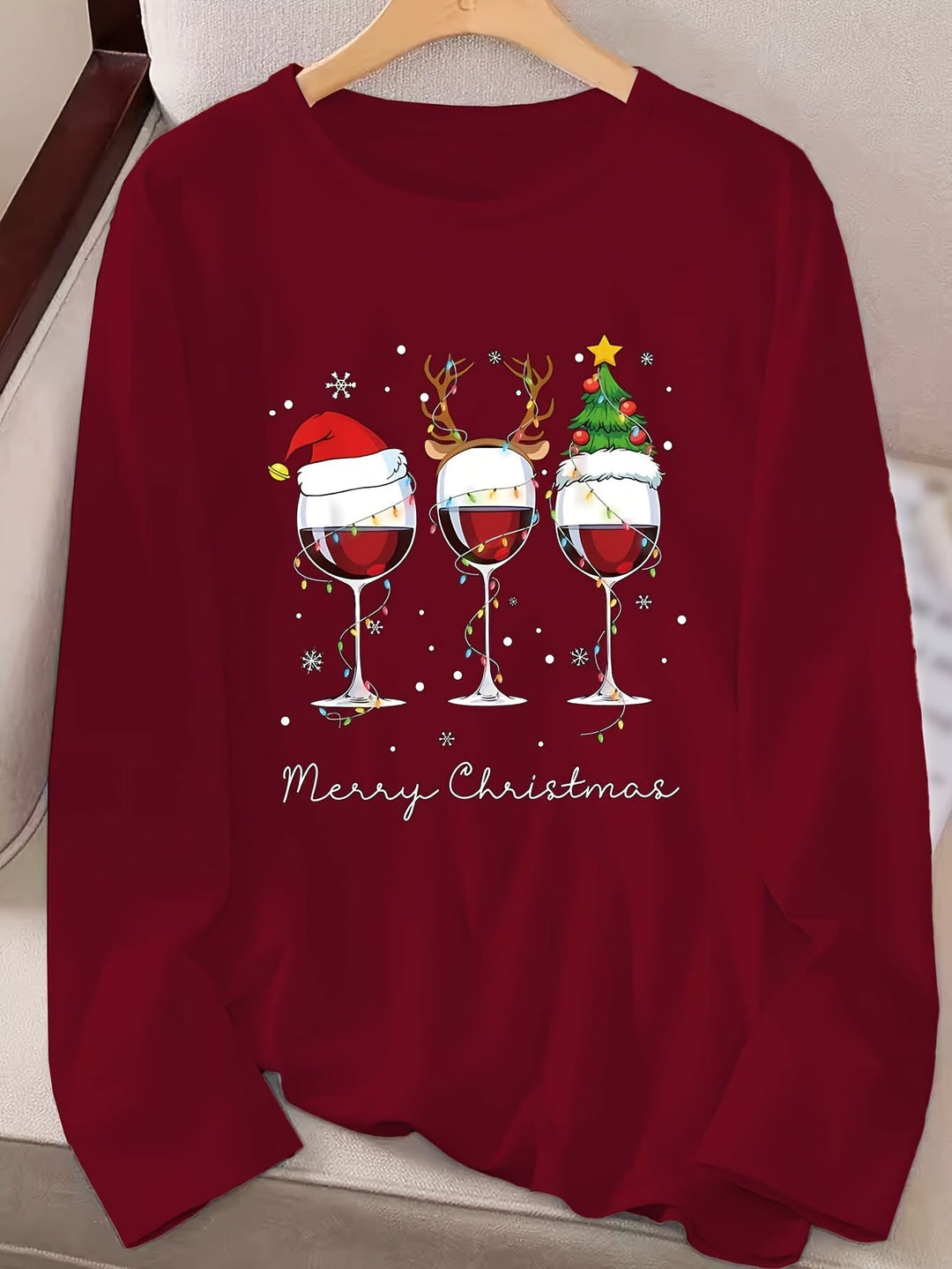 Lotte | Feestelijk T-shirt met kerstprint en lange mouwen
