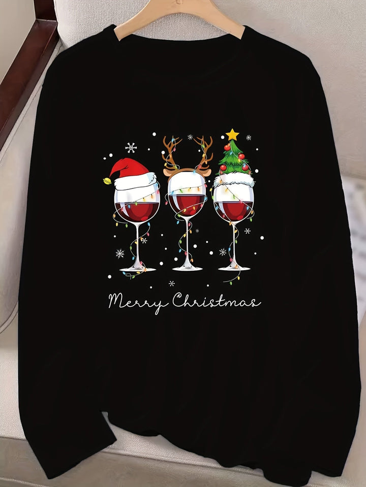 Lotte | Feestelijk T-shirt met kerstprint en lange mouwen