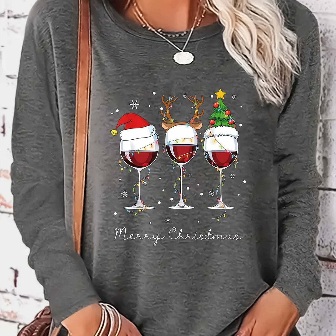 Lotte | Feestelijk T-shirt met kerstprint en lange mouwen