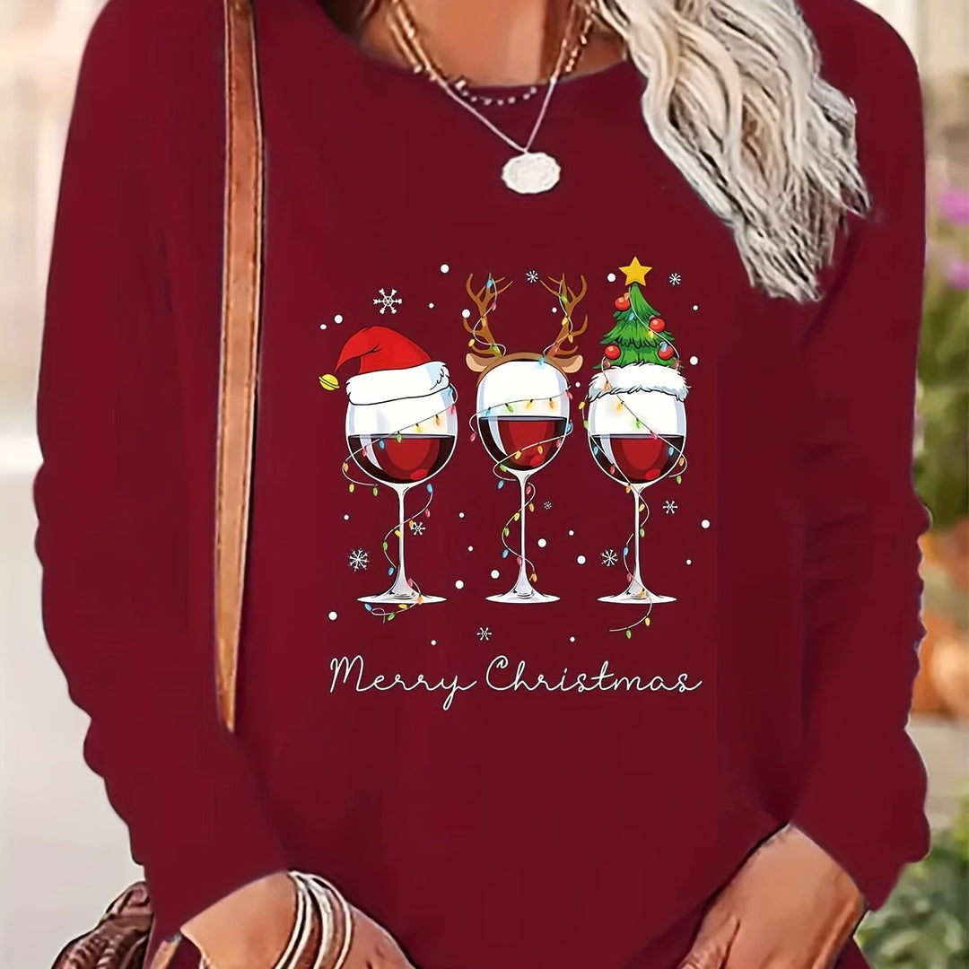 Lotte | Feestelijk T-shirt met kerstprint en lange mouwen