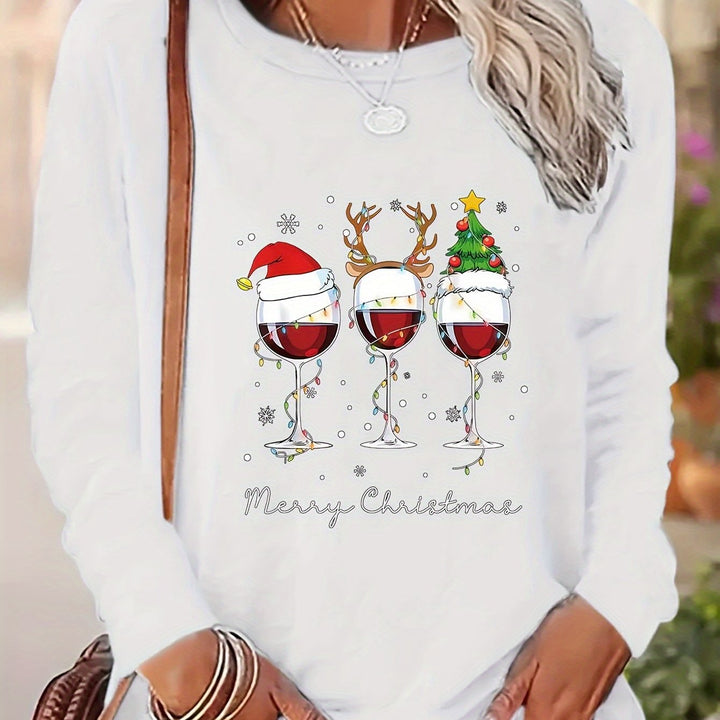 Lotte | Feestelijk T-shirt met kerstprint en lange mouwen