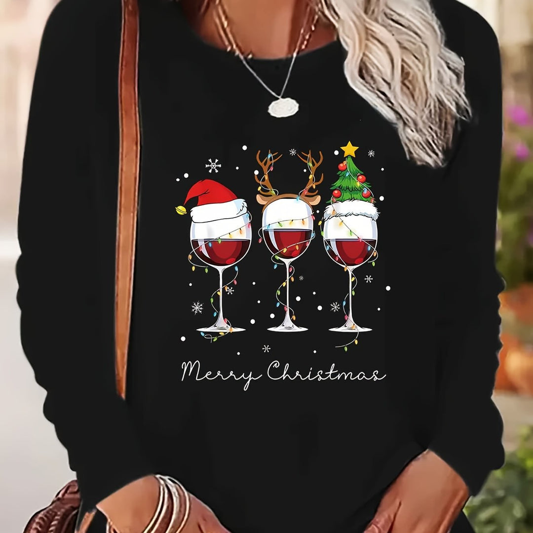 Lotte | Feestelijk T-shirt met kerstprint en lange mouwen