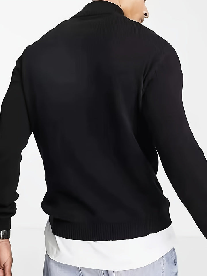 Luuk | Casual herentrui met halve rits en col
