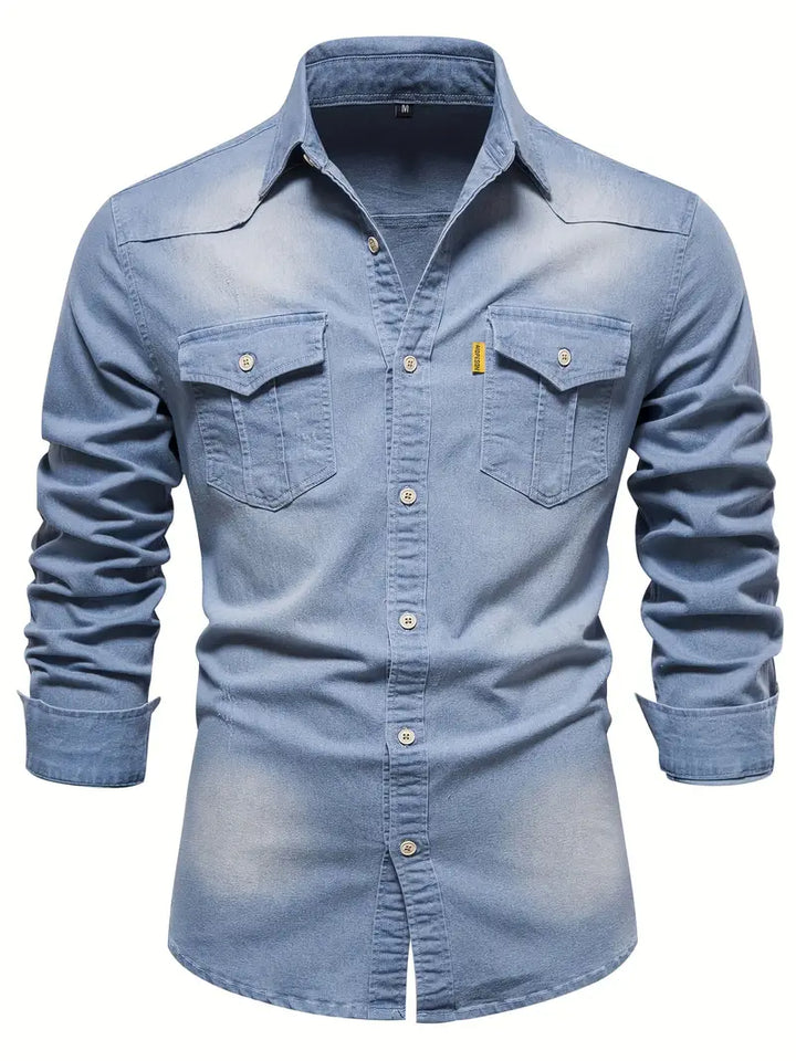 Martin | Elastisch katoenen denim overhemd