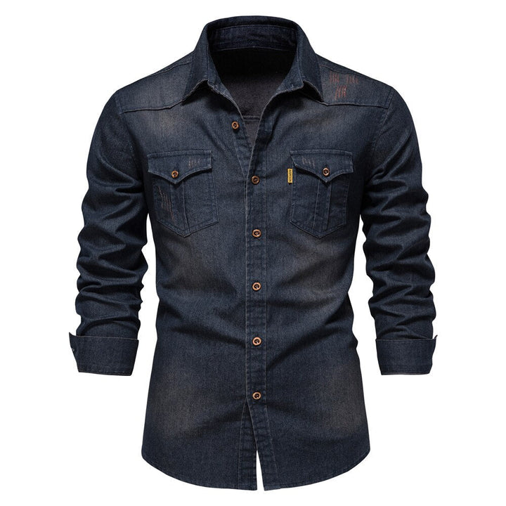 Martin | Elastisch katoenen denim overhemd