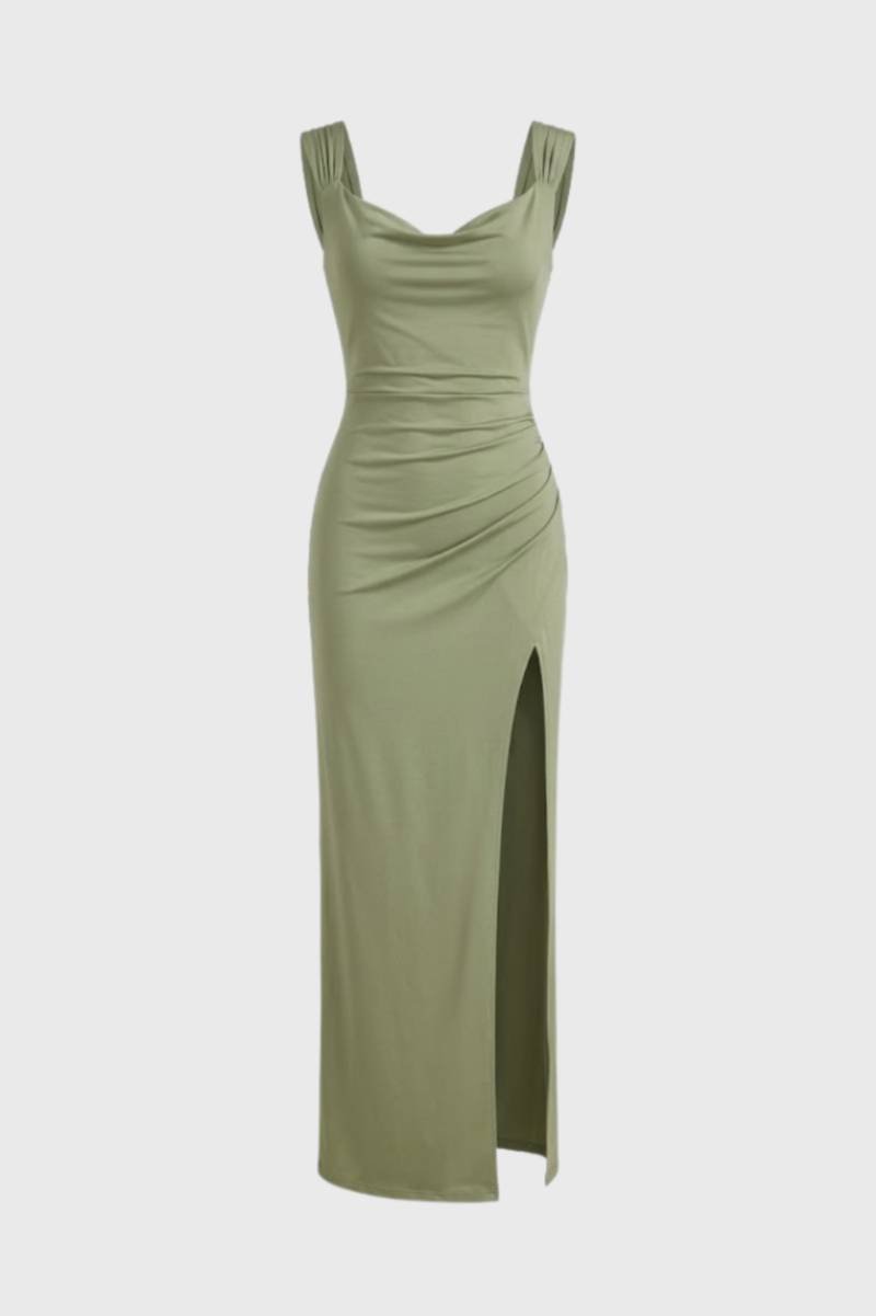 Maxi Jurk Dames - Getailleerd met Split | Elegante V-Hals