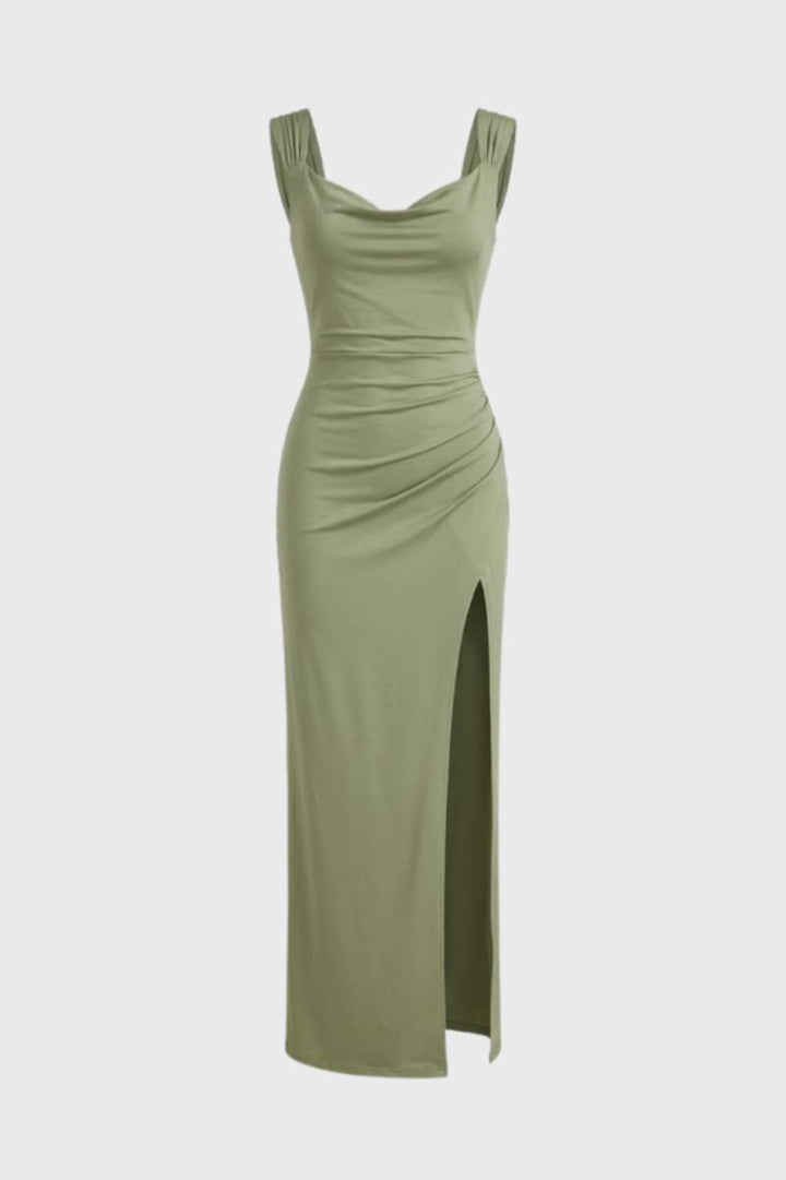Maxi Jurk Dames - Getailleerd met Split | Elegante V-Hals