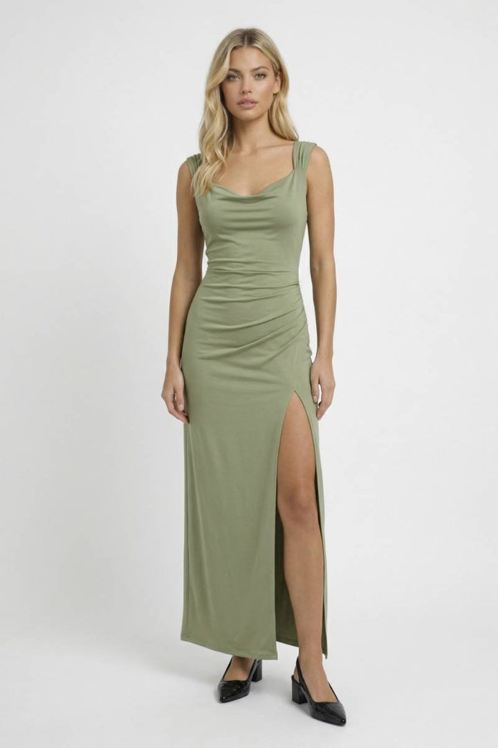 Maxi Jurk Dames - Getailleerd met Split | Elegante V-Hals
