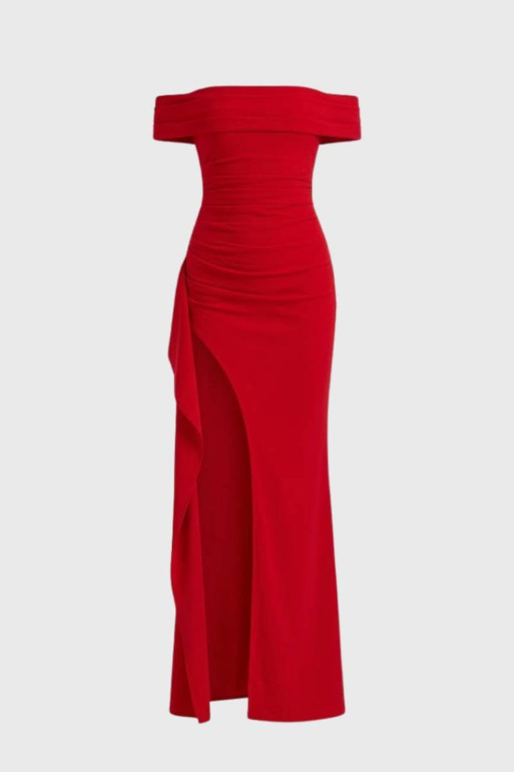 Maxi Jurk Dames - Off Shoulder met Split | Getailleerd