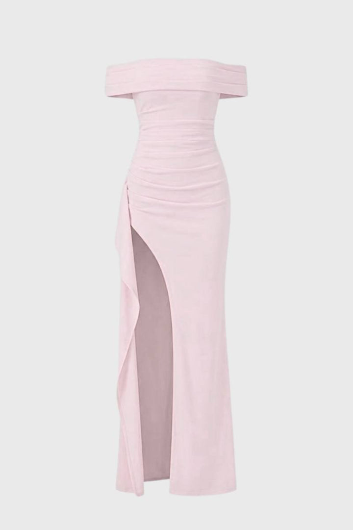 Maxi Jurk Dames - Off Shoulder met Split | Getailleerd