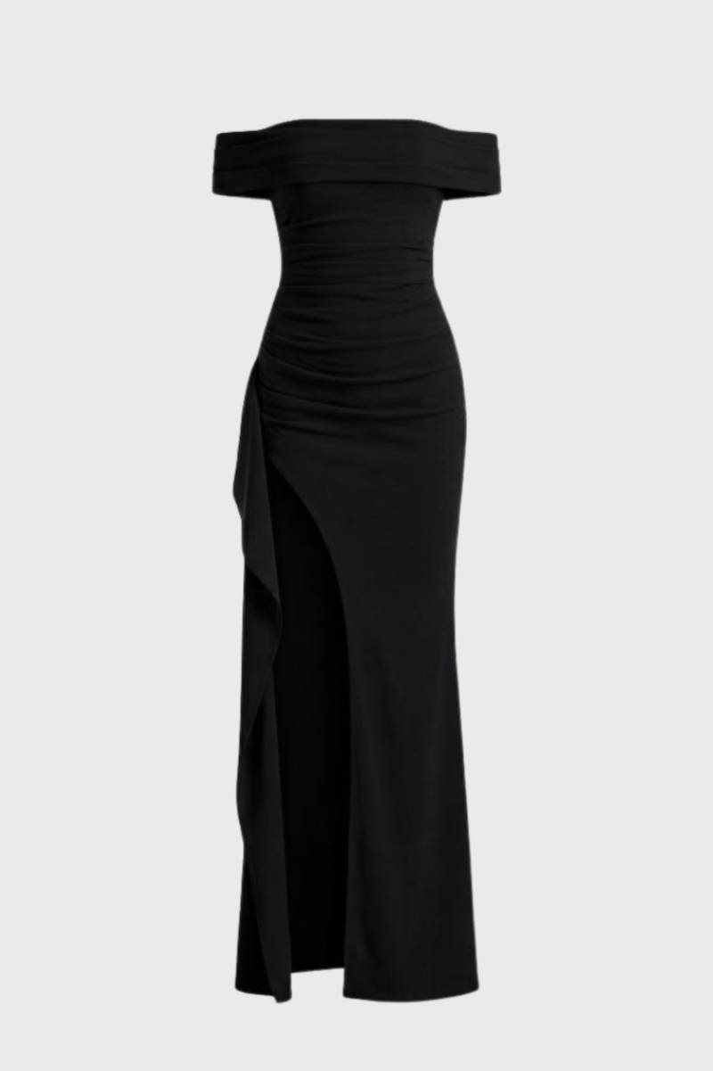 Maxi Jurk Dames - Off Shoulder met Split | Getailleerd