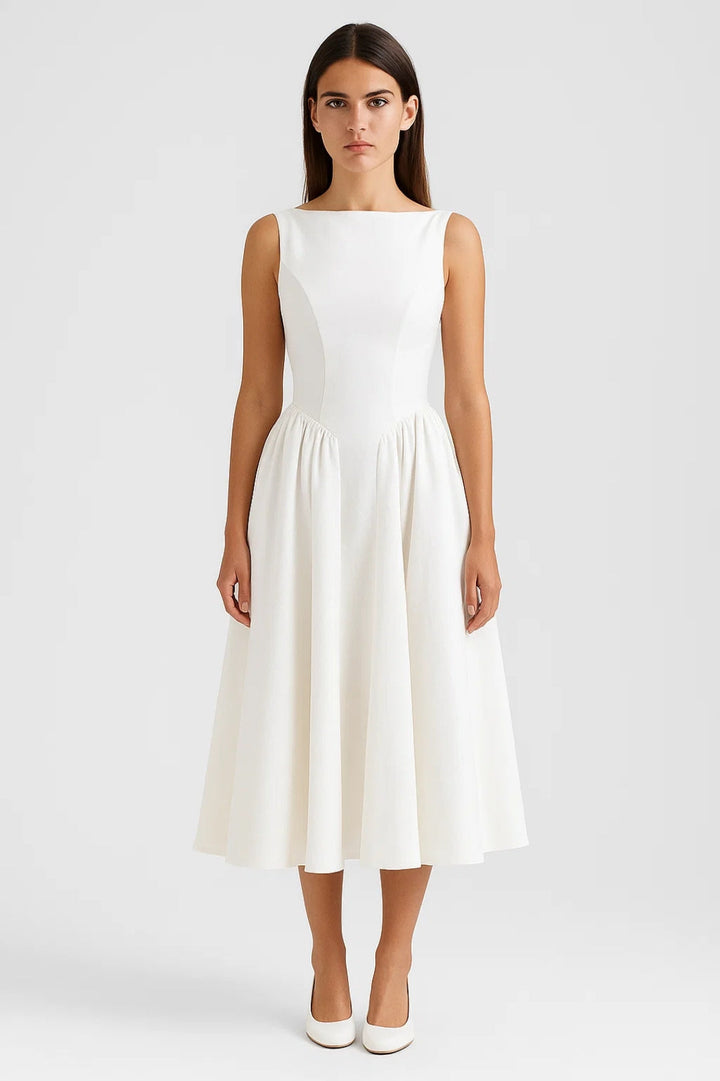 Midi Jurk Dames Open Rug Aansluitend Casual Zomer